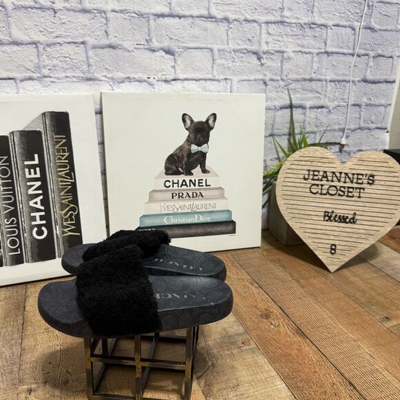 Coach Black slide With Shearling size 7 - Picture 5 of 9